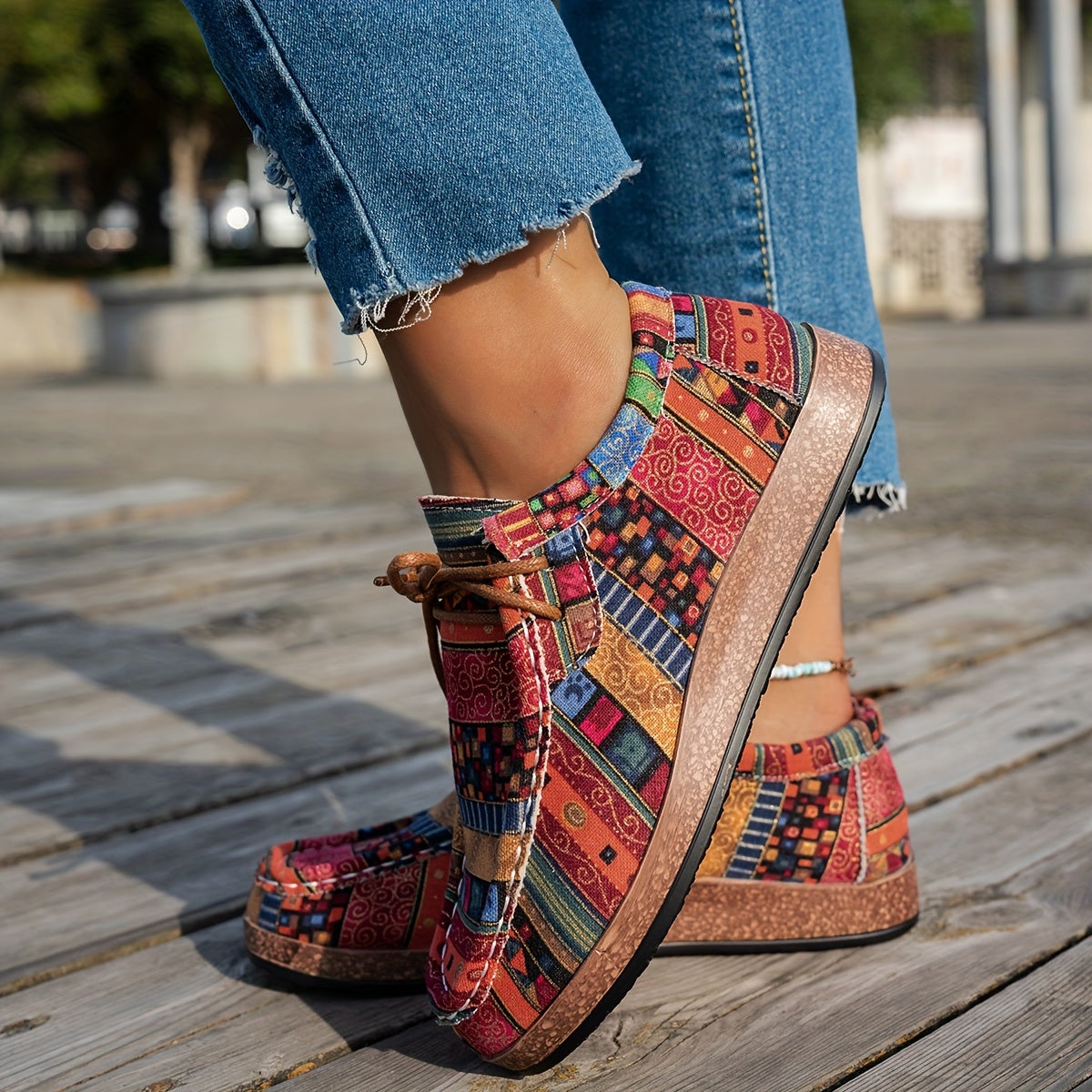 Adeline | Mujer Zapatillas con Estampado Patchwork