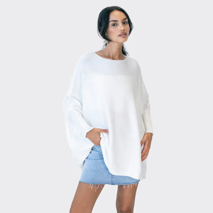 Mujer Suéter Oversize de Punto en Beige Cálido
