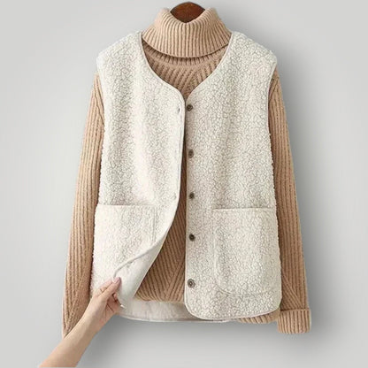Fabienne | Mujer Chaleco con Botones y Bolsillos para Capas