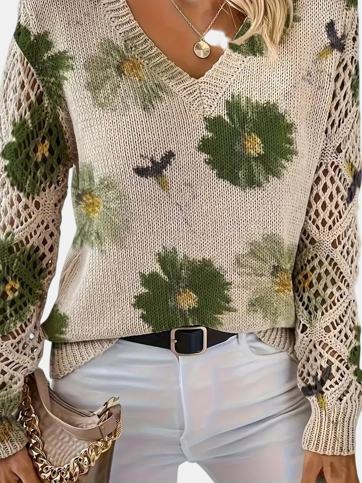 Anneliese | Mujer Suéter de Punto con Motivos Florales