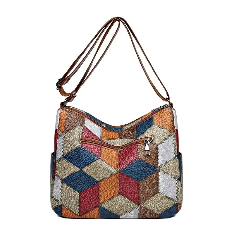 Evelina | Mujer Bolso de Hombro con Estampado Patchwork Geométrico