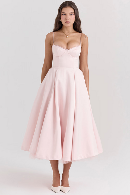 Soof | Mujer Vestido Midi de Tul con Corsé