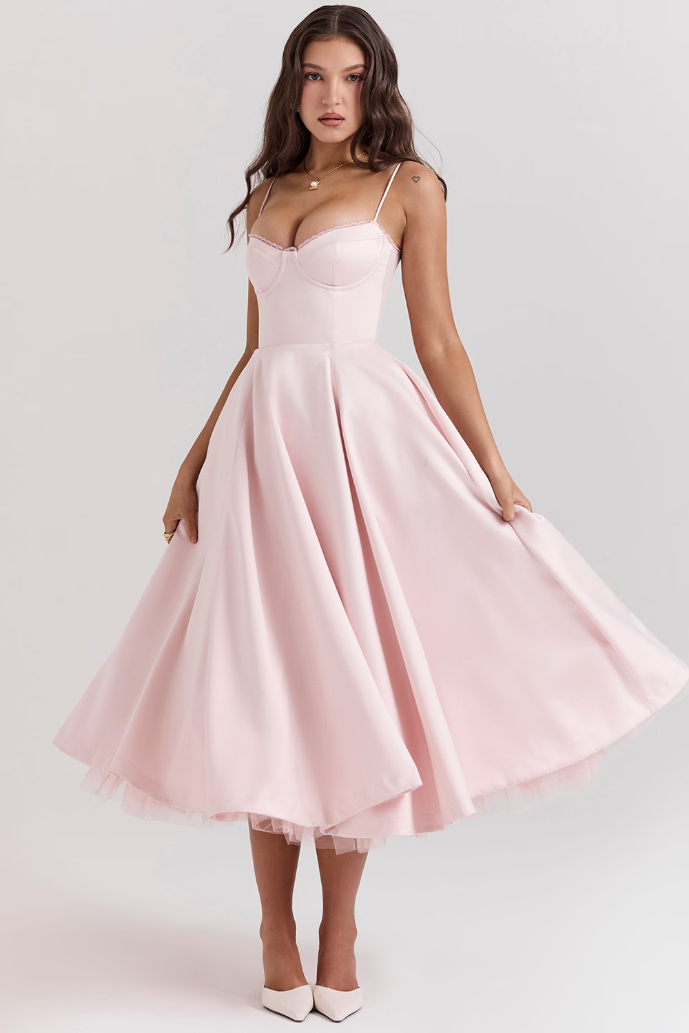 Soof | Mujer Vestido Midi de Tul con Corsé