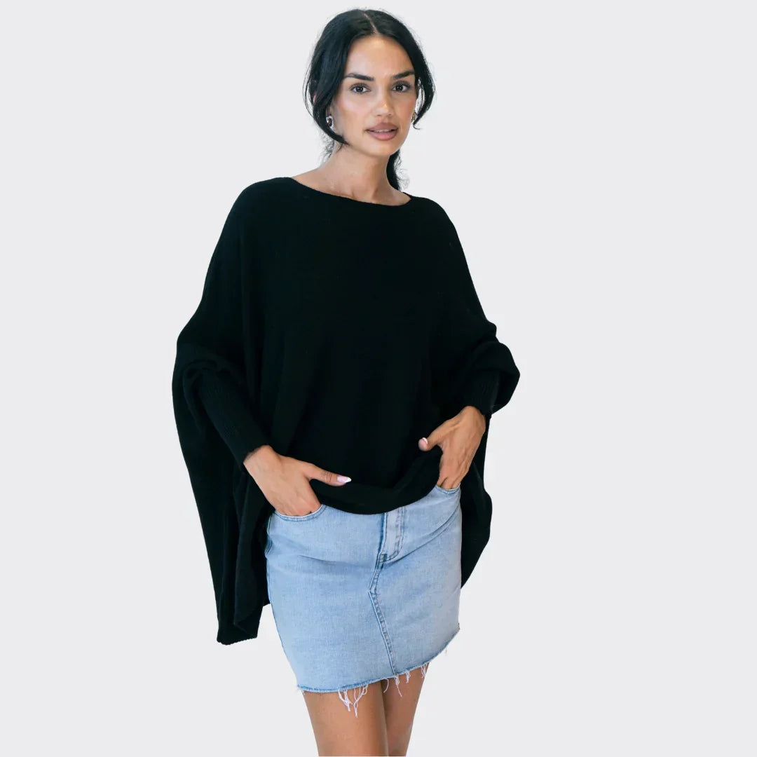 Mujer Suéter Oversize de Punto en Beige Cálido