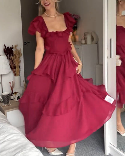 Isabella | Mujer Vestido Romántico Fluido con Volantes en Capas