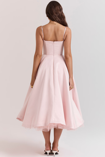 Soof | Mujer Vestido Midi de Tul con Corsé