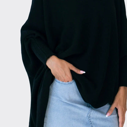 Mujer Suéter Oversize de Punto en Beige Cálido