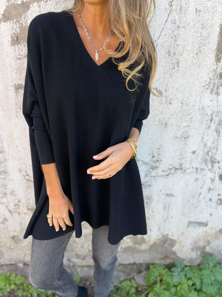 Kyra | Mujer Suéter de Punto con Escote en V y Manga Larga