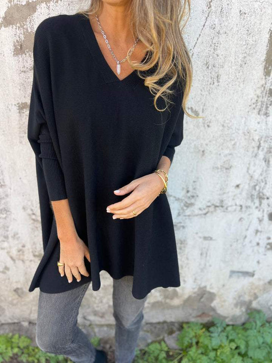 Kyra | Mujer Suéter de Punto con Escote en V y Manga Larga