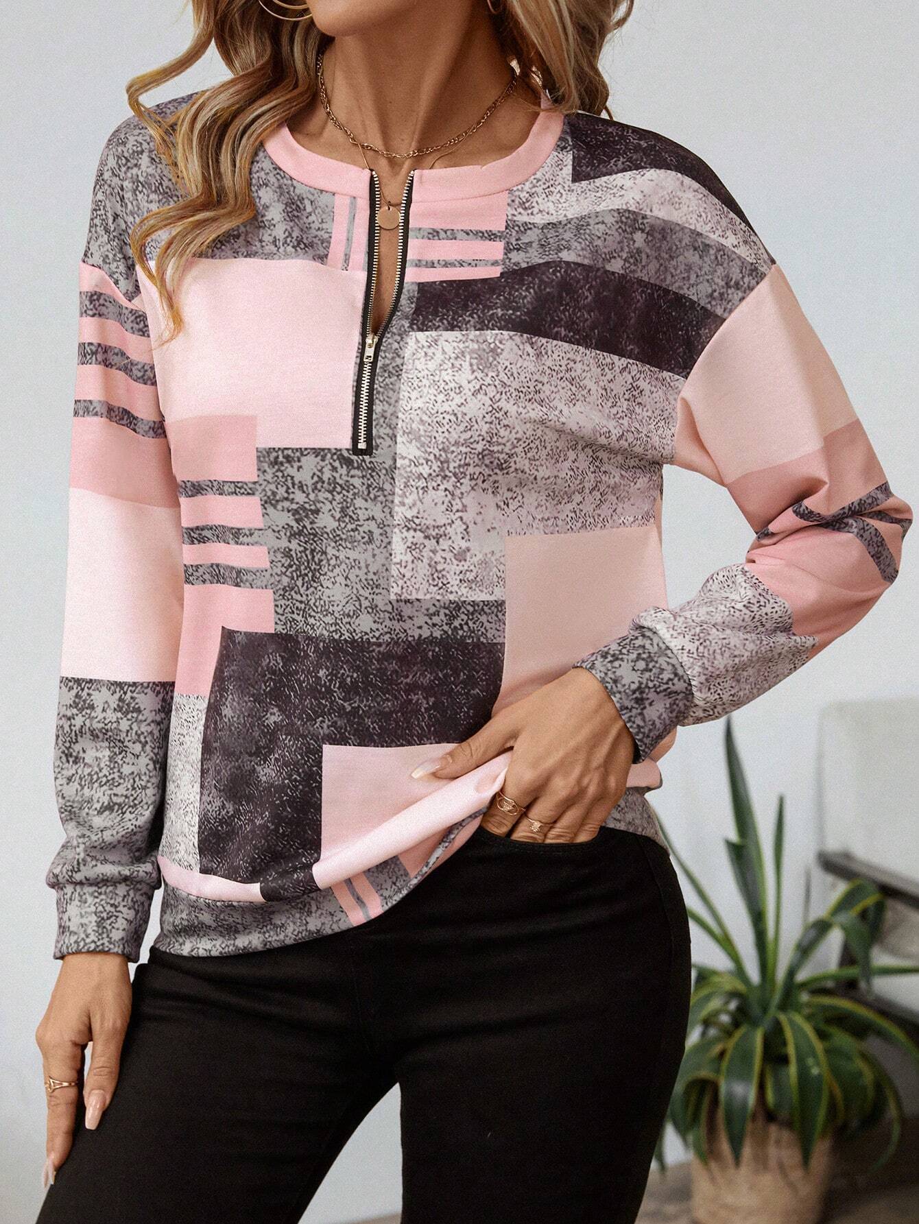 Sandra | Mujer Blusa con Media Cremallera Frontal