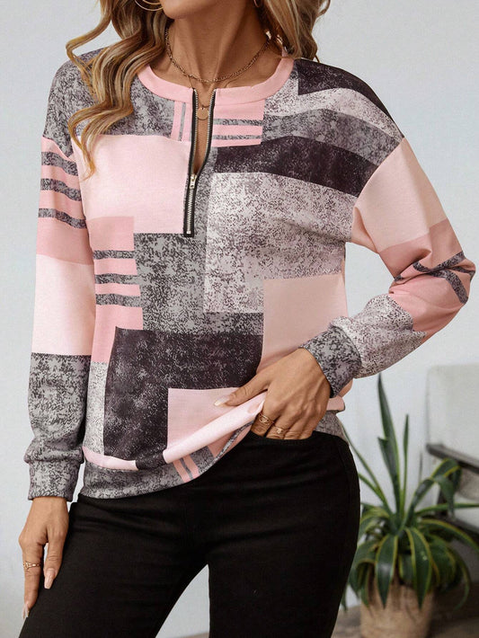 Sandra | Mujer Blusa con Media Cremallera Frontal