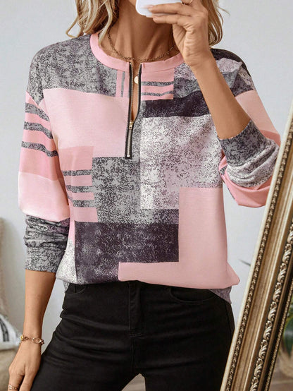 Sandra | Mujer Blusa con Media Cremallera Frontal