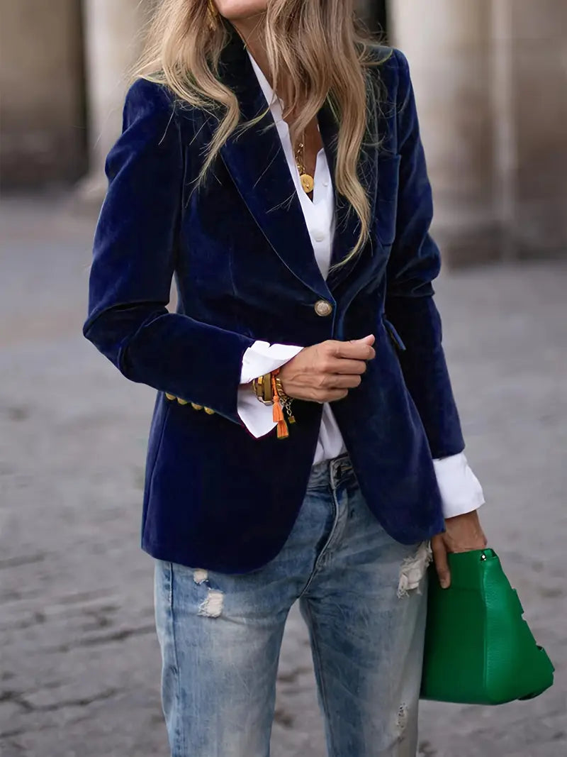 Keet | Mujer Blazer de Terciopelo Elegante Entallado