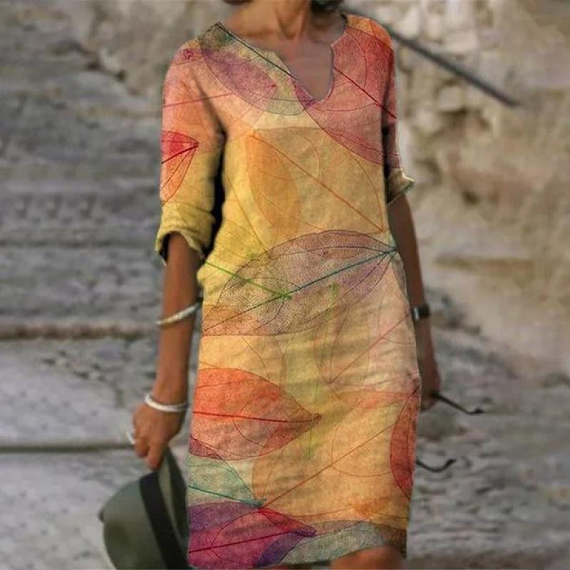 Heidi | Mujer Vestido Floral con Escote en V y Manga Tres Cuartos