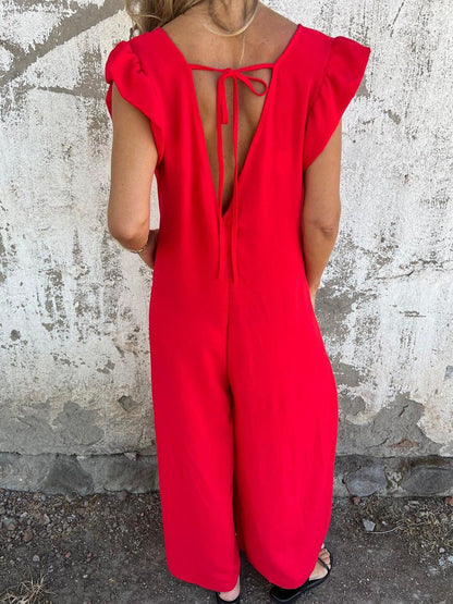 Josephine | Mujer Mono Maxi con Escote en V y Estampado de Leopardo