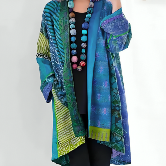 Larissa | Mujer Kimono Boho Fluido con Estampado Artístico