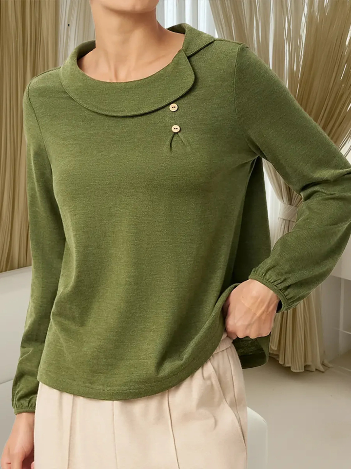 Queliravelle | Mujer Top de Algodón con Cuello Peter Pan