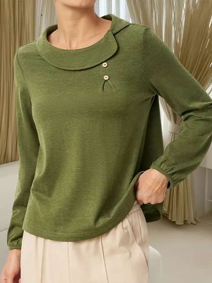 Queliravelle | Mujer Top de Algodón con Cuello Peter Pan