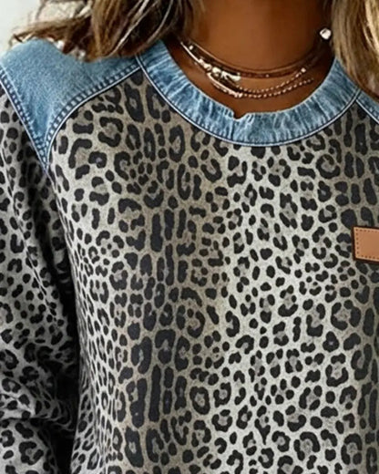 Averelisse | Mujer Suéter de Cuello Alto con Estampado de Leopardo