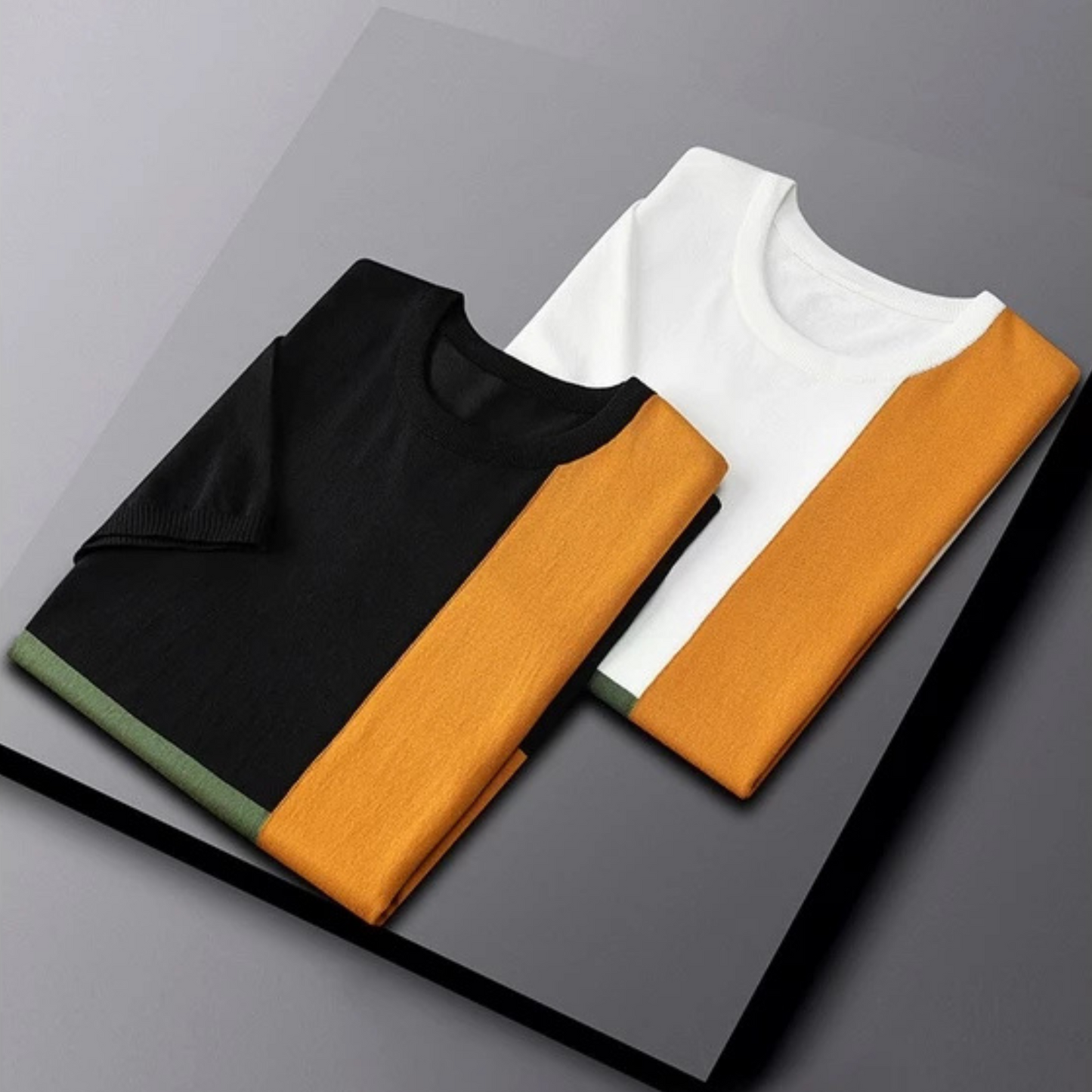 Mason | Hombre Camiseta de Manga Corta con Paneles Geométricos de Color