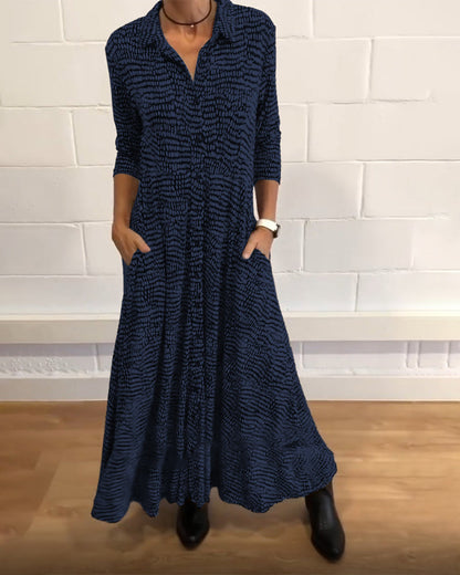 Clara | Mujer Vestido Maxi Camisero con Botones y Bolsillos