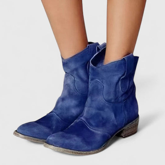 Fleur | Mujer Botines Western de Ante con Tacón Bajo