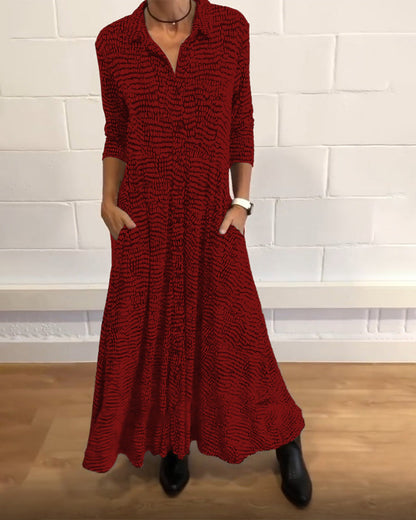 Clara | Mujer Vestido Maxi Camisero con Botones y Bolsillos