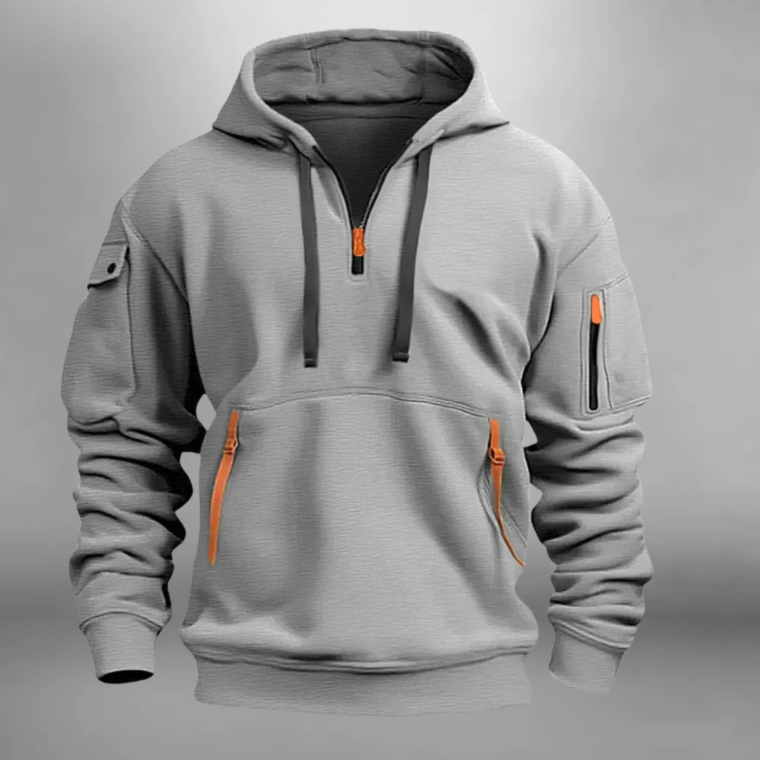 Drew | Hombre Sudadera con Capucha, Media Cremallera y Bolsillos