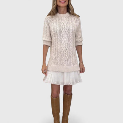 Julia | Mujer Vestido de Punto con Trenzas y Cuello Redondo