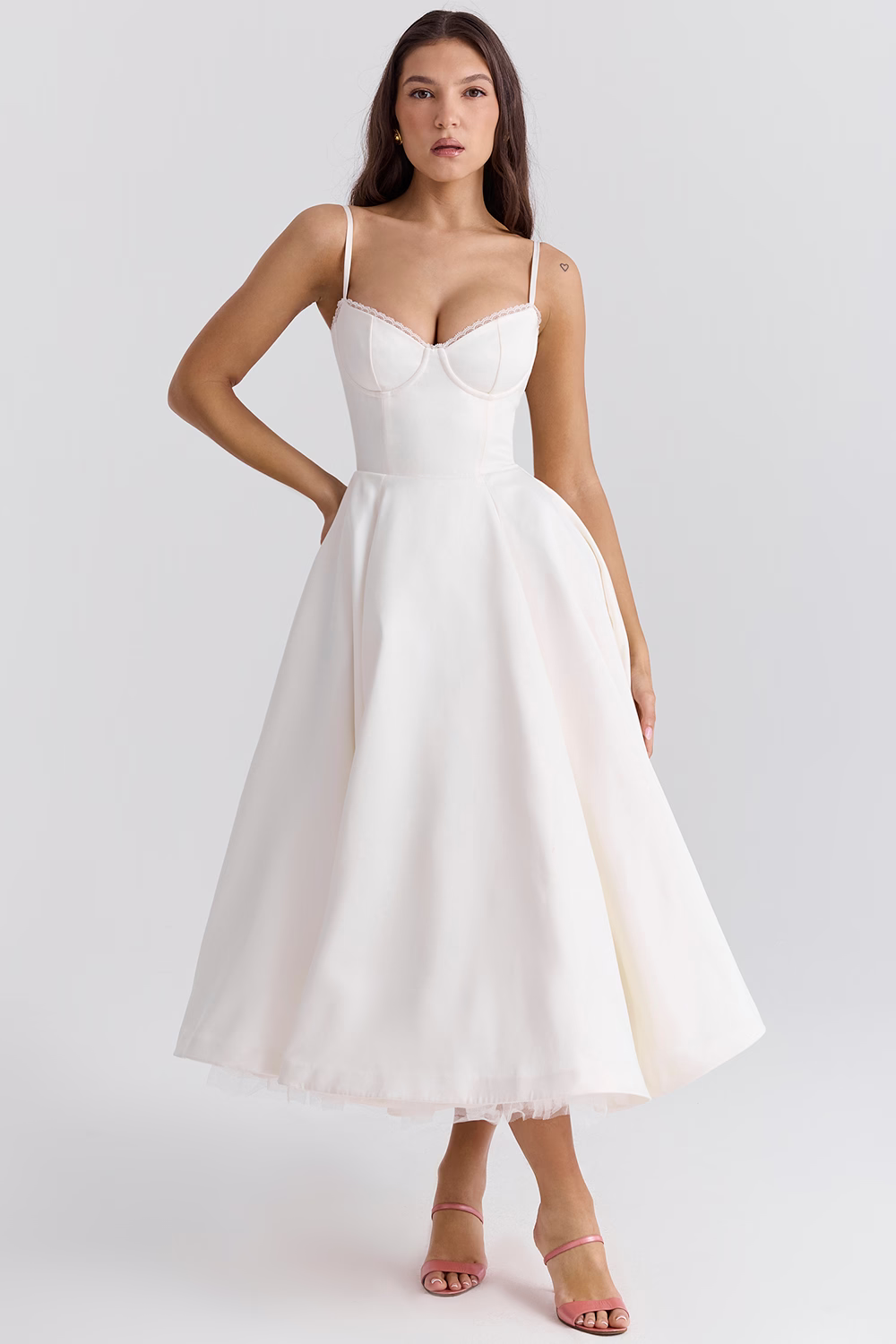 Soof | Mujer Vestido Midi de Tul con Corsé