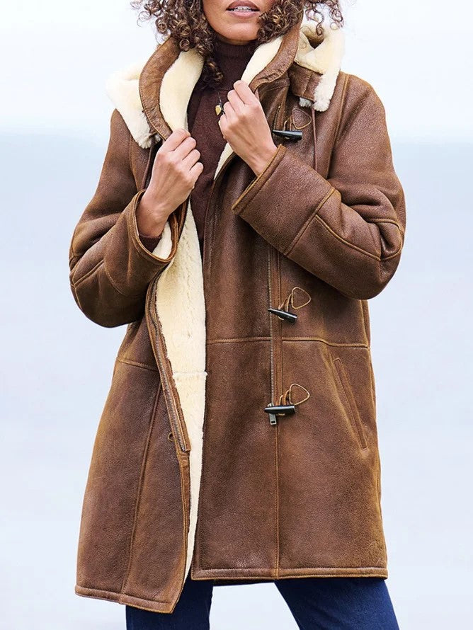 Lunavelline | Mujer Chaqueta de Invierno con Forro y Botones