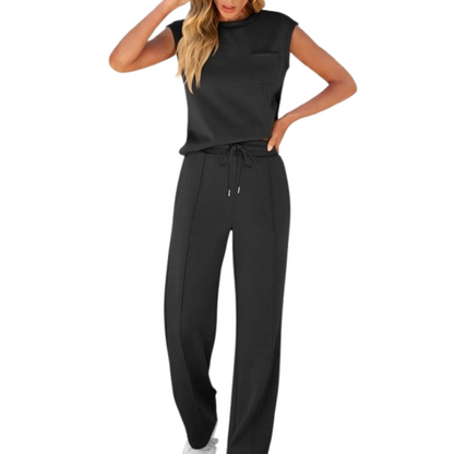 Riley | Mujer Conjunto Lounge con Cintura de Cordón Ajustable