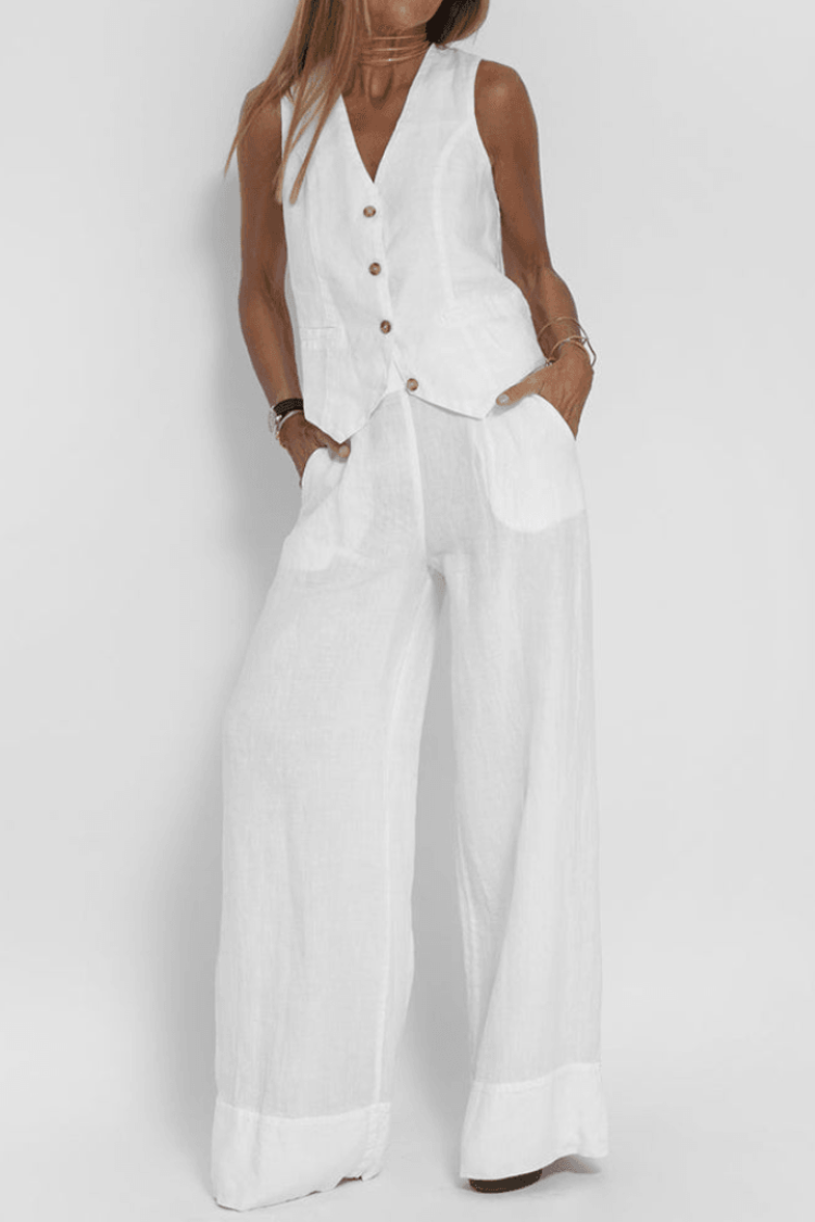 Amarens | Mujer Conjunto de Verano de Dos Piezas Fluido
