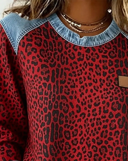 Averelisse | Mujer Suéter de Cuello Alto con Estampado de Leopardo