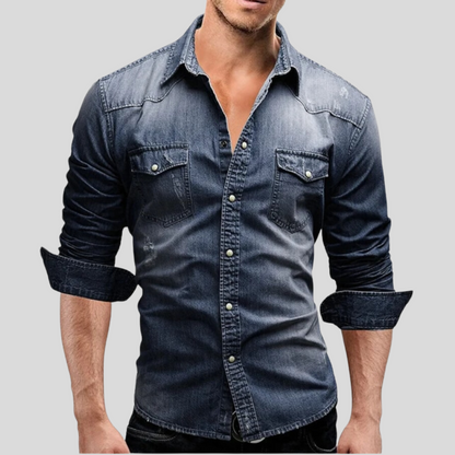 Sem | Hombre Camisa Vaquera de Denim de Corte Slim