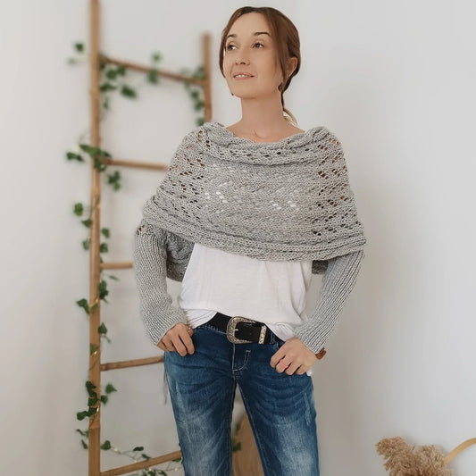 Rosa | Mujer Shrug de Punto Calado para Capas