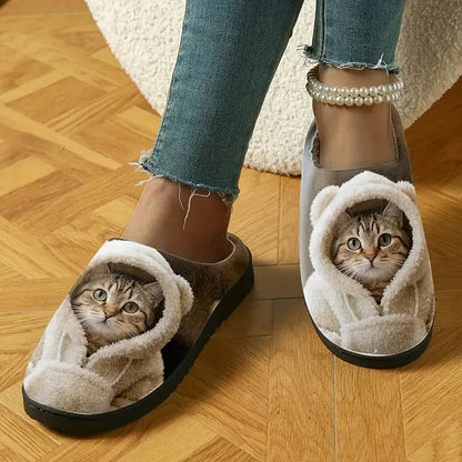 Oravellisse | Mujer Pantuflas con Motivo de Gato 3D