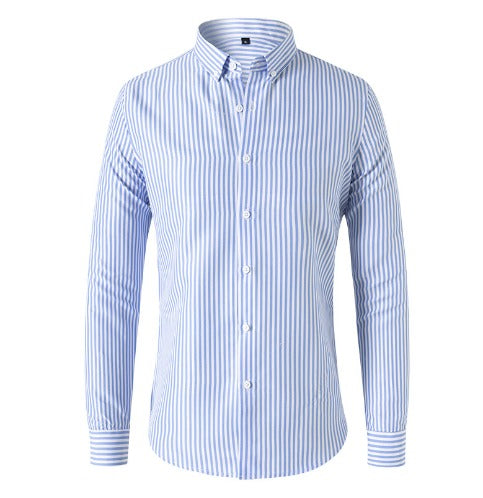 Troy | Hombre Camisa a Rayas de Corte Ajustado con Botones