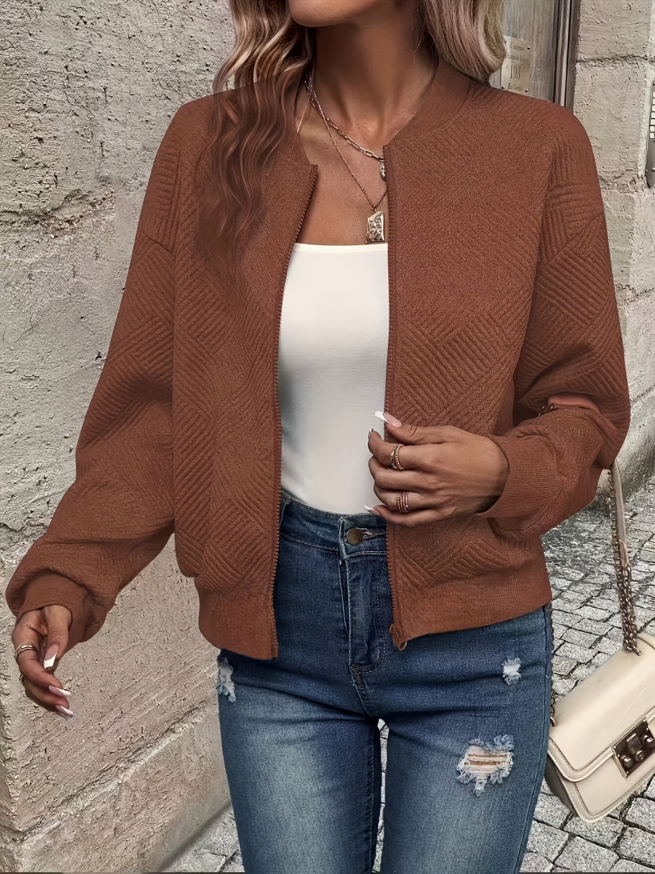 Eelkje | Mujer Chaqueta de Entretiempo con Cremallera Minimalista