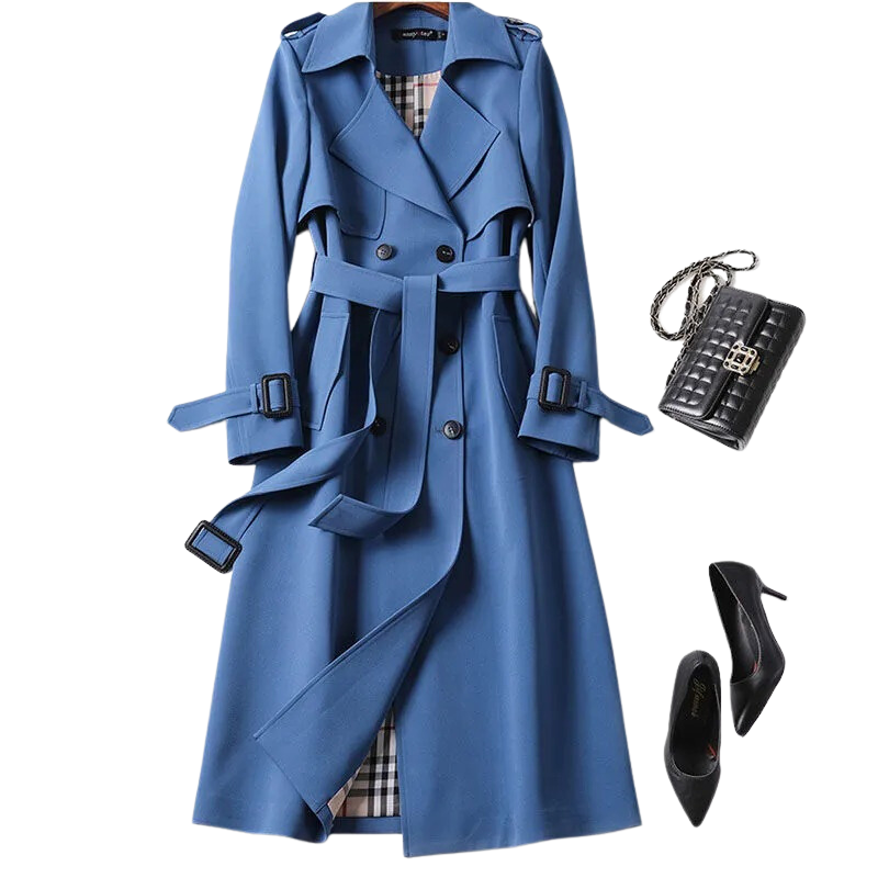 Evelyn | Mujer Gabardina Trench Clásica con Cinturón