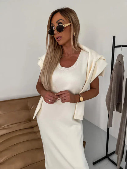 Elena | Mujer Vestido Suéter de Punto con Cuello Alto