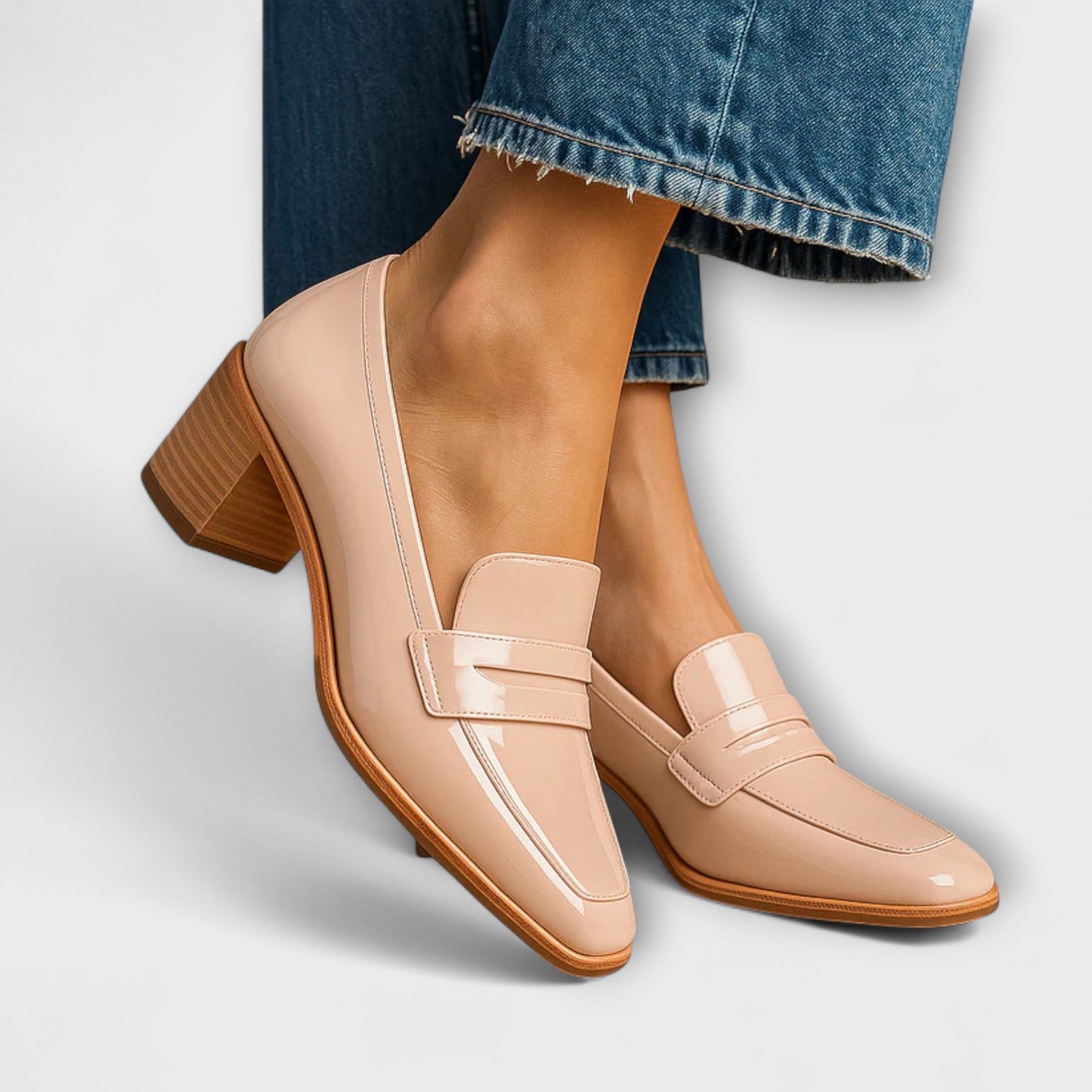 Elaine | Mujer Mocasines con Tacón Bloque y Punta Cuadrada