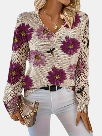 Anneliese | Mujer Suéter de Punto con Motivos Florales