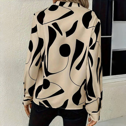 Olivia | Mujer Blusa Holgada con Escote en V y Estampado Abstracto
