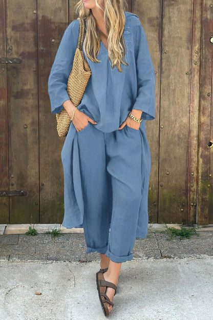 Ylva | Mujer Conjunto de Lino con Túnica y Pantalón Recto