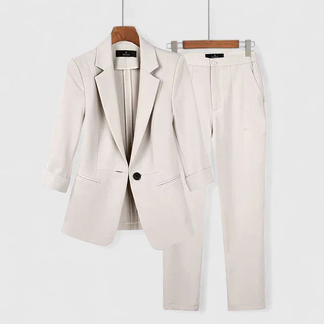 Ariel | Mujer Traje de Dos Piezas con Blazer y Pantalón Recto