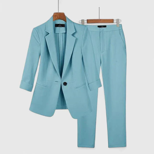 Ariel | Mujer Traje de Dos Piezas con Blazer y Pantalón Recto