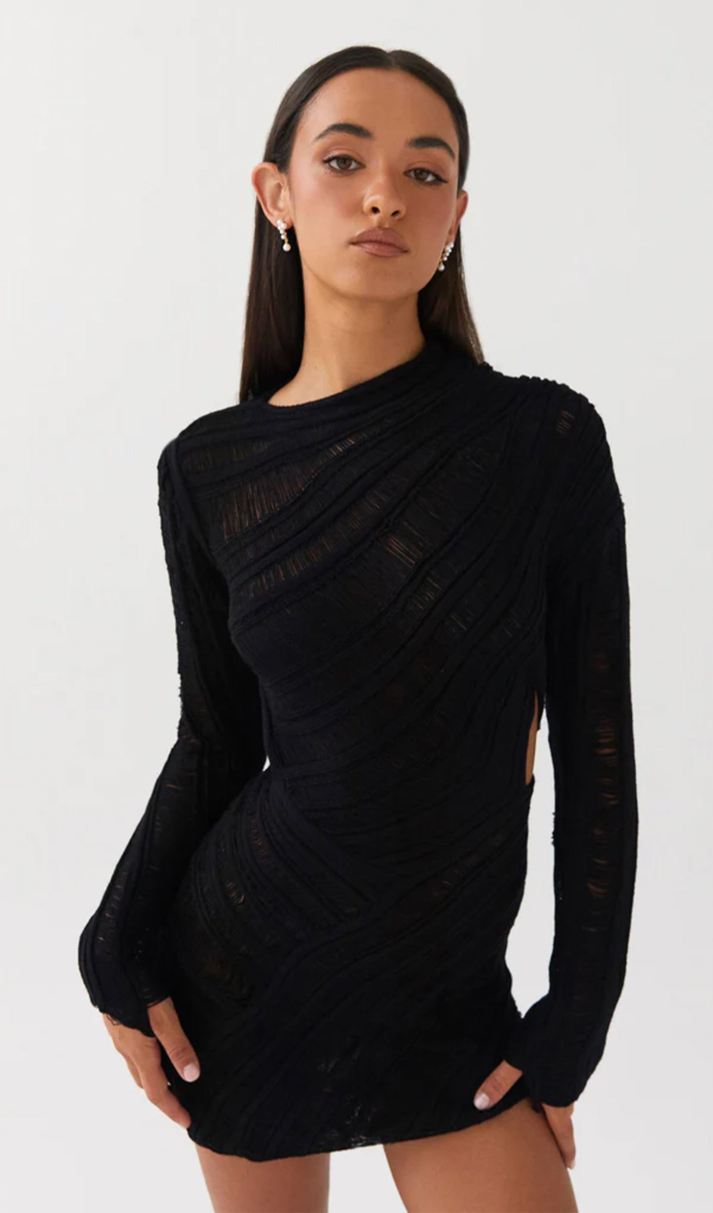 Pien | Mujer Mini Vestido Ceñido con Recortes Laterales