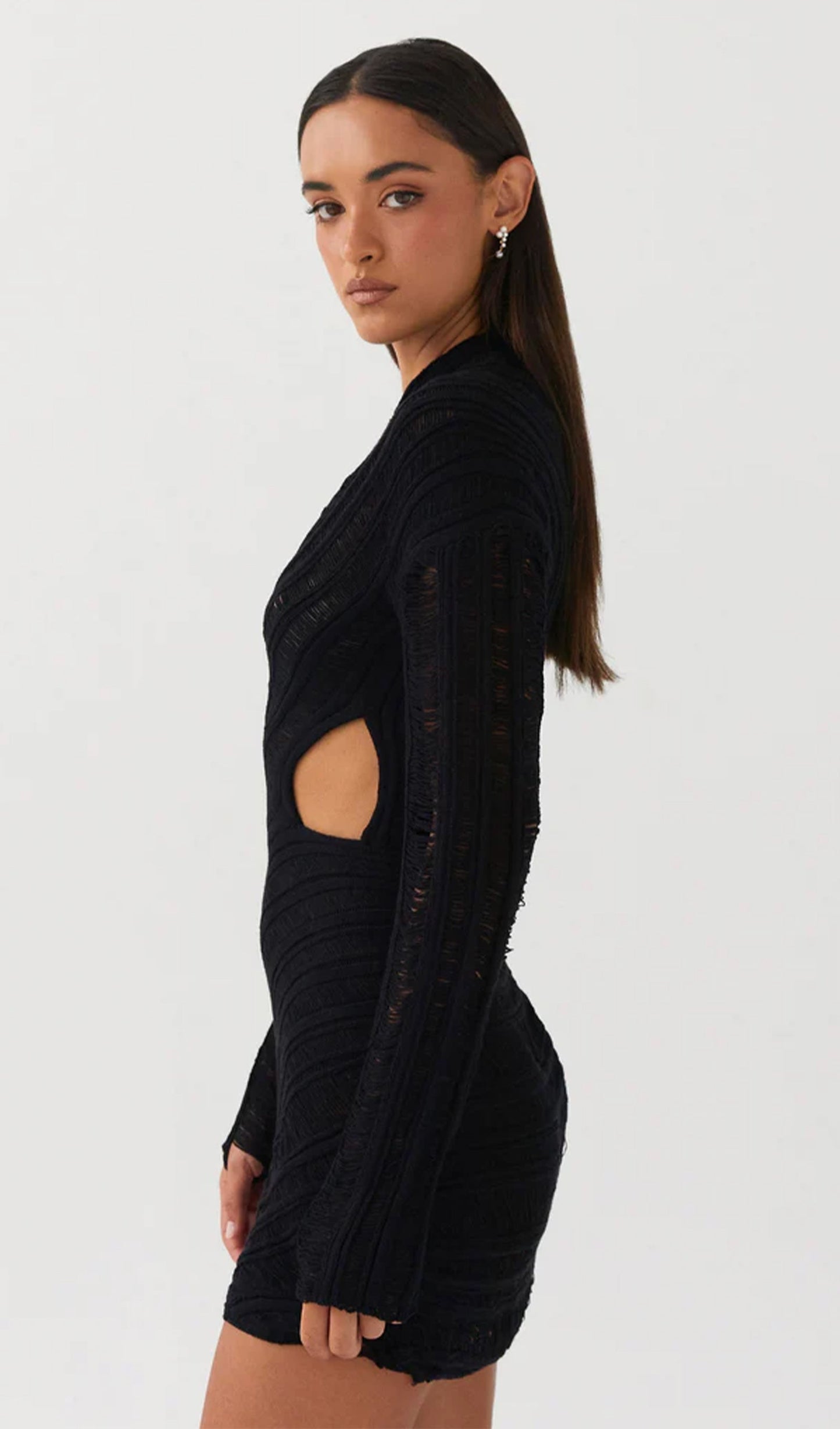 Pien | Mujer Mini Vestido Ceñido con Recortes Laterales