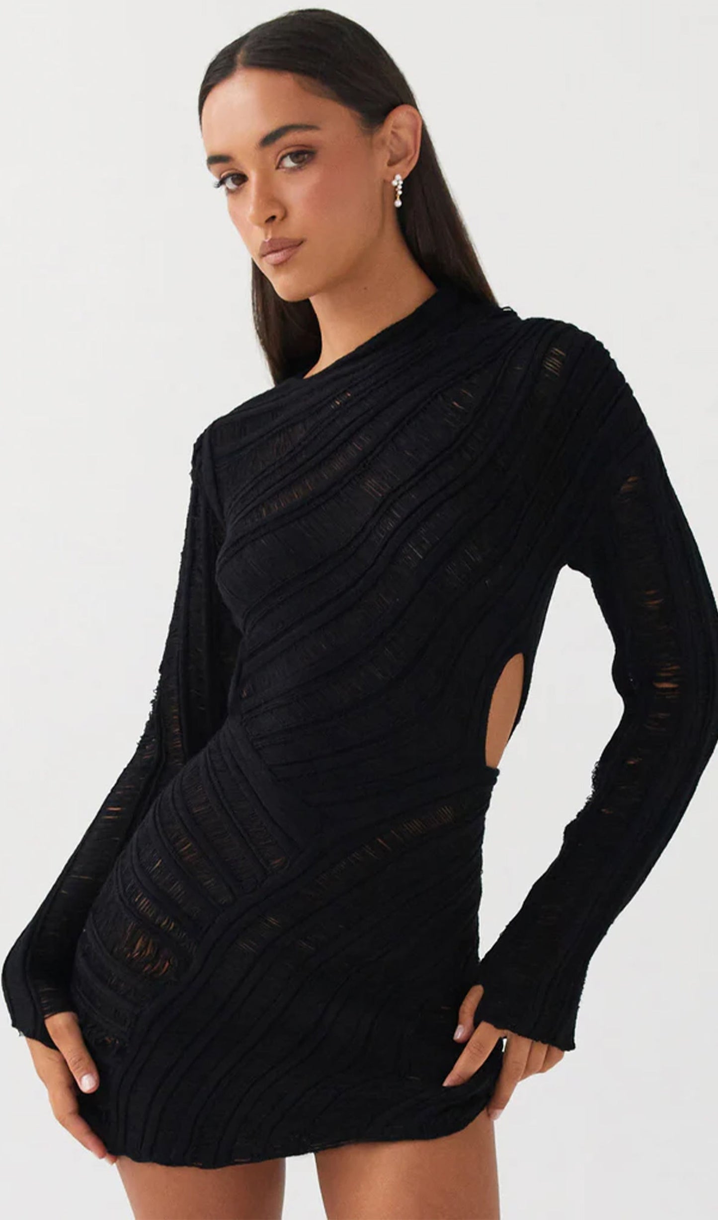 Pien | Mujer Mini Vestido Ceñido con Recortes Laterales